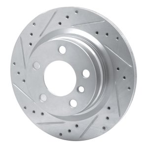 BMW 220i Brake Rotor (1) - Rear Left - R1 Concepts - Drilled & Slotted - Silver - `06-`21